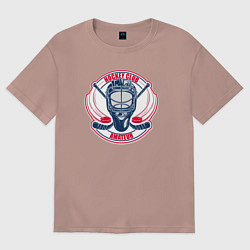 Футболка оверсайз женская Hockey club amateur, цвет: пыльно-розовый