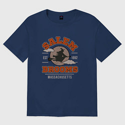 Футболка оверсайз женская Salem - ведьма на метле, цвет: тёмно-синий