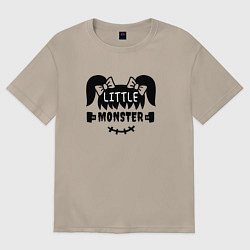 Футболка оверсайз женская Little monster - girl - пара, цвет: миндальный