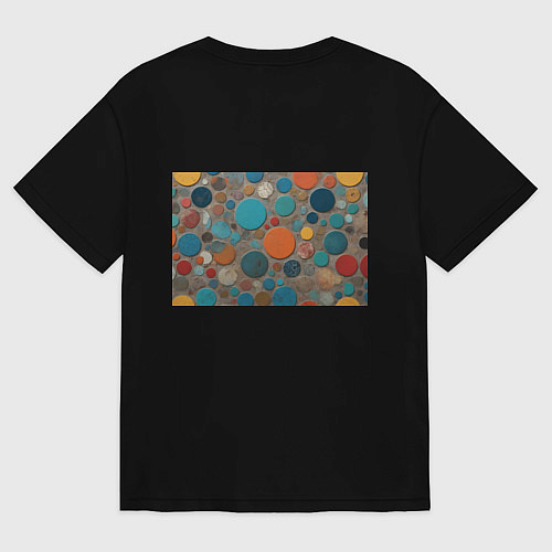 Женская футболка оверсайз Арт вариация терраццо / Черный – фото 2