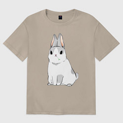 Футболка оверсайз женская Кролик жует траву, цвет: миндальный