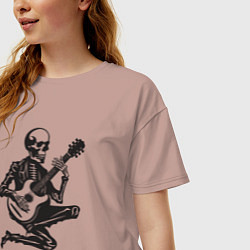 Футболка оверсайз женская Скелетик музыкант, цвет: пыльно-розовый — фото 2