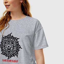 Футболка оверсайз женская Логотип - славянский волк, цвет: меланж — фото 2