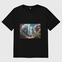 Женская футболка оверсайз Планета фантастика