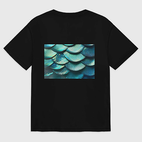 Женская футболка оверсайз Чешуя крупной рыбы / Черный – фото 2