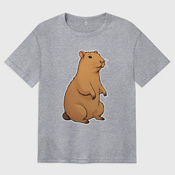 Женская футболка оверсайз Звери капибара