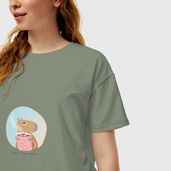 Футболка оверсайз женская Capybara love you, цвет: авокадо — фото 2
