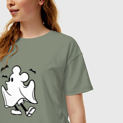 Футболка оверсайз женская Микки - приведение, цвет: авокадо — фото 2