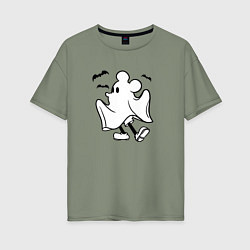 Футболка оверсайз женская Микки - приведение, цвет: авокадо