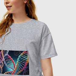 Футболка оверсайз женская Разноцветный ДНК, цвет: меланж — фото 2