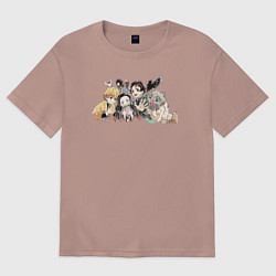 Футболка оверсайз женская Demon slayer player anime, цвет: пыльно-розовый