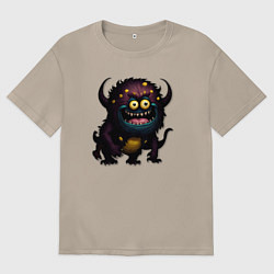 Женская футболка оверсайз Страшный черный монстрик