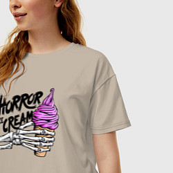 Футболка оверсайз женская Horror ice cream, цвет: миндальный — фото 2