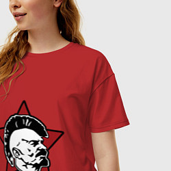 Футболка оверсайз женская Значок - Владимир Ленин панк, цвет: красный — фото 2