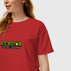 Футболка оверсайз женская Rockstar energy logo, цвет: красный — фото 2