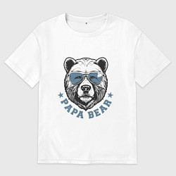 Женская футболка оверсайз Папа медведь в очках