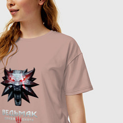 Футболка оверсайз женская Ведьмак лого из игры, цвет: пыльно-розовый — фото 2