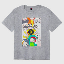 Футболка оверсайз женская Exo в костюмах животных, цвет: меланж