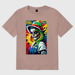 Футболка оверсайз женская Girl witch - pop art, цвет: пыльно-розовый