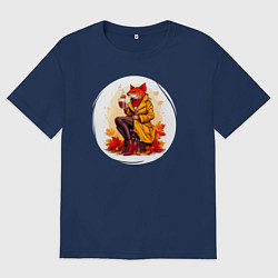 Футболка оверсайз женская Рыба с глинтвейном, цвет: тёмно-синий