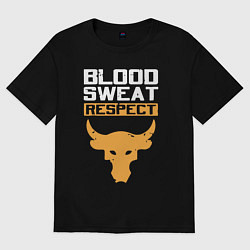 Футболка оверсайз женская Blood sweet respect logo, цвет: черный