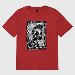 Футболка оверсайз женская Gasmask punk society, цвет: красный