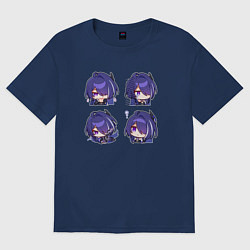 Футболка оверсайз женская Ахерон стикеры, цвет: тёмно-синий