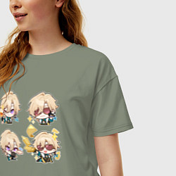 Футболка оверсайз женская Авантюрин стикеры, цвет: авокадо — фото 2