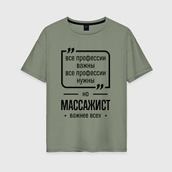Футболка оверсайз женская Массажист важнее всех, цвет: авокадо