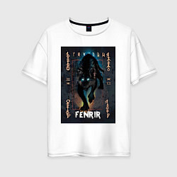 Футболка оверсайз женская Fenrir black vinyl, цвет: белый