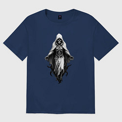 Футболка оверсайз женская Скелет в белой мантии, цвет: тёмно-синий