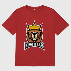 Футболка оверсайз женская Медведь король, цвет: красный