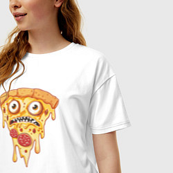 Футболка оверсайз женская Pizza face, цвет: белый — фото 2