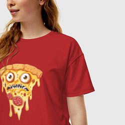 Футболка оверсайз женская Pizza face, цвет: красный — фото 2