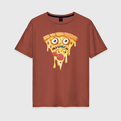 Футболка оверсайз женская Pizza face, цвет: кирпичный