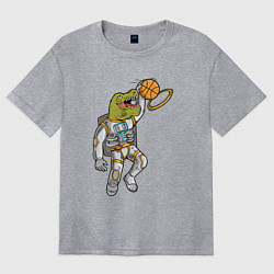 Футболка оверсайз женская Динозавр баскетболист, цвет: меланж