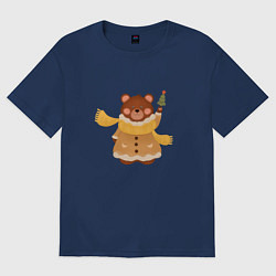 Футболка оверсайз женская Маленький медведик, цвет: тёмно-синий
