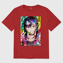 Футболка оверсайз женская Дандадан: Момо Аясэ, цвет: красный