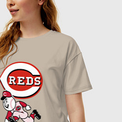 Футболка оверсайз женская Cincinnati reds baseball team - talisman, цвет: миндальный — фото 2