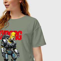 Футболка оверсайз женская Cyborg Homer Simpson - ai art fantasy, цвет: авокадо — фото 2