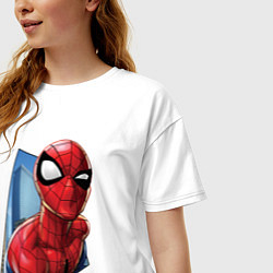 Футболка оверсайз женская Человек-паук и город, цвет: белый — фото 2
