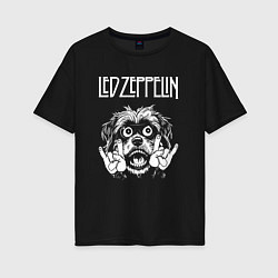 Футболка оверсайз женская Led Zeppelin rock dog, цвет: черный