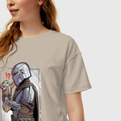 Футболка оверсайз женская Беби Йода и Мандалорец, цвет: миндальный — фото 2