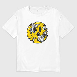 Футболка оверсайз женская Smile skull, цвет: белый
