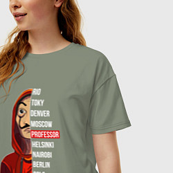 Футболка оверсайз женская Money heist names, цвет: авокадо — фото 2