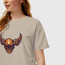 Футболка оверсайз женская Skull angel, цвет: миндальный — фото 2