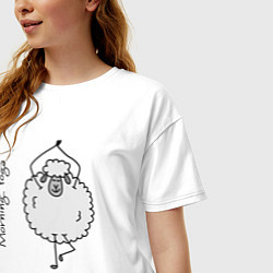 Футболка оверсайз женская Йога овечка, цвет: белый — фото 2
