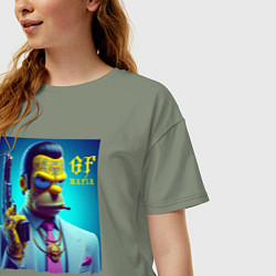 Футболка оверсайз женская Homer Simpson - godfather of the mafia, цвет: авокадо — фото 2