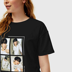 Футболка оверсайз женская Changbin stray kids cute, цвет: черный — фото 2