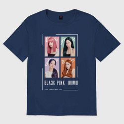 Футболка оверсайз женская Blackpink 4 colors, цвет: тёмно-синий
